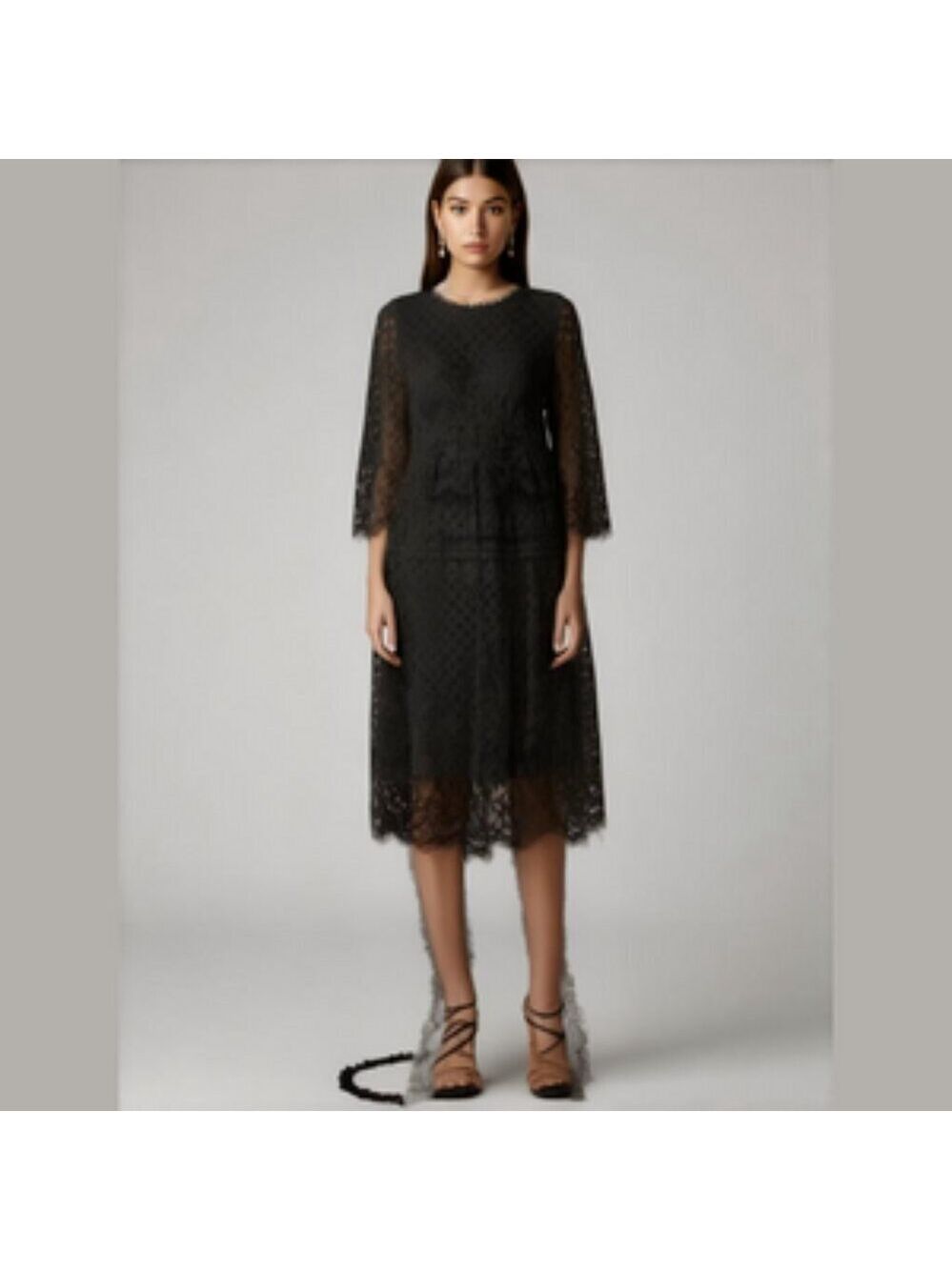 FLORYDAY Black Lace long sleeve Dress Size Small